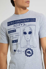 Load image into Gallery viewer, Redtag-Grey-Graphic-T-Shirt-Graphic-Prints-Men&#39;s-
