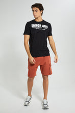 تنزيل الصورة على معرض الصور، Redtag-Black-Error-T-Shirt-Graphic-Prints-Men&#39;s-
