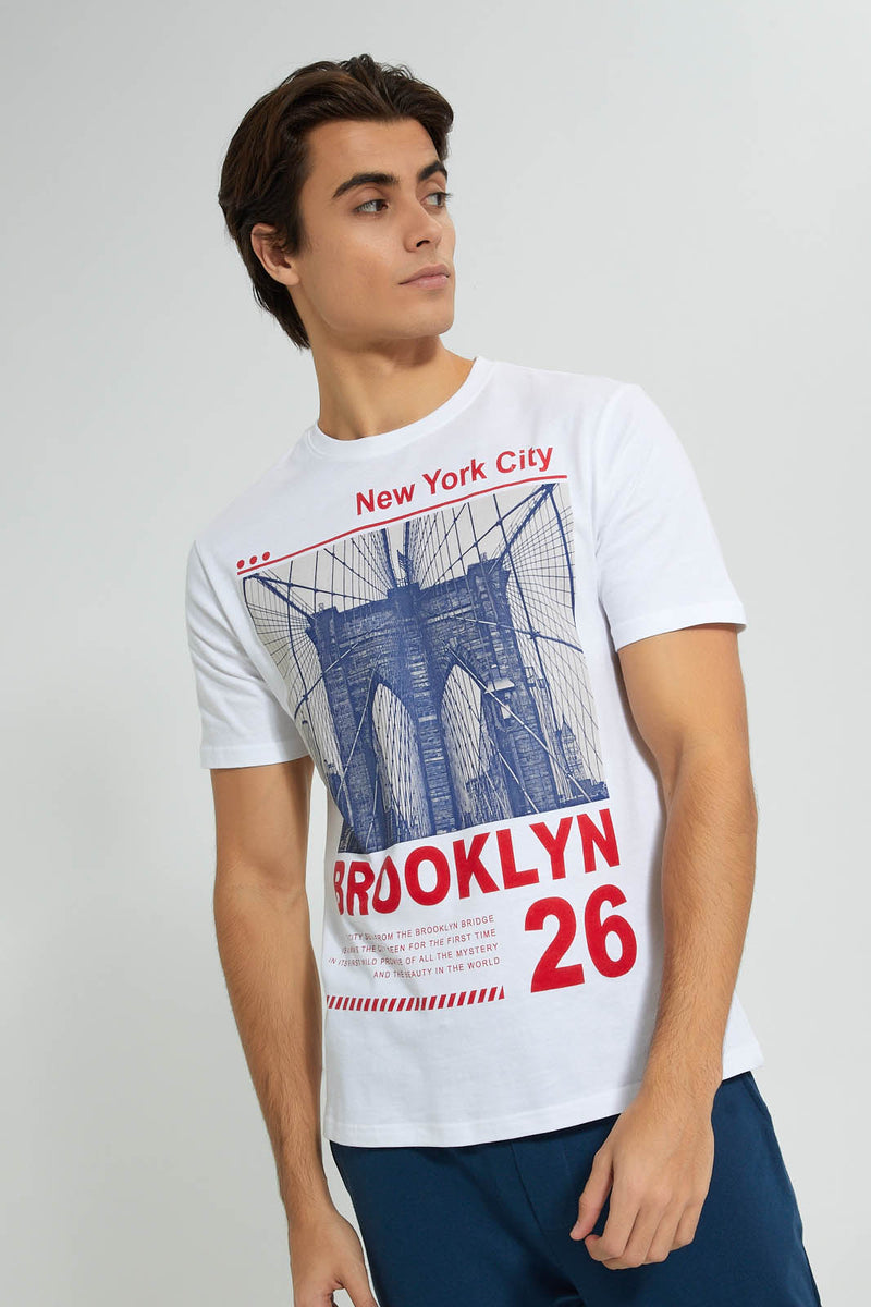 Redtag-White-Brooklyn-T-Shirt-Graphic-Prints-Men's-