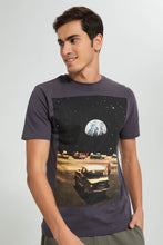 تنزيل الصورة على معرض الصور، Redtag-Grey-Graphic-T-Shirt-Graphic-Prints-Men&#39;s-
