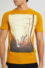 تنزيل الصورة على معرض الصور، Redtag-Mustard-Graphic-T-Shirt-Graphic-Prints-Men&#39;s-
