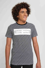 Load image into Gallery viewer, Redtag-Black-Allover-Print-T-Shirt-All-Over-Prints-Senior-Boys-9 to 14 Years
