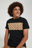Redtag-Black-Ny-Print-T-Shirt-All-Over-Prints-Senior-Boys-9 to 14 Years