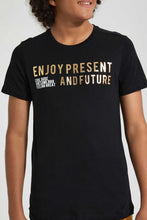 Load image into Gallery viewer, Redtag-Black-Emboss-With-Foil-Print-T-Shirt-All-Over-Prints-Senior-Boys-9 to 14 Years
