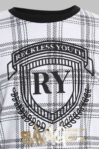 Redtag-White-Reckless-Youth-T-Shirt-All-Over-Prints-Senior-Boys-9 to 14 Years