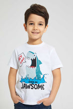 Load image into Gallery viewer, Redtag-White-And-Blue-2-Pack-Assorted-Print-T-Shirt-All-Over-Prints-Boys-2 to 8 Years
