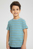 Redtag-White-And-Blue-2-Pack-Assorted-Print-T-Shirt-All-Over-Prints-Boys-2 to 8 Years
