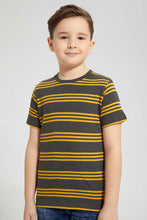 Load image into Gallery viewer, Redtag-Gold-And-Dark-Grey-2-Pack-Assorted-Print-T-Shirt-All-Over-Prints-Boys-2 to 8 Years
