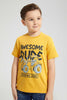 Redtag-Gold-And-Dark-Grey-2-Pack-Assorted-Print-T-Shirt-All-Over-Prints-Boys-2 to 8 Years