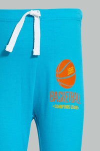 Redtag-White-Basketball-Tshirt-And-Blue-Bottom-Pj-Set-(2-Pack)-Pyjama-Sets-Infant-Boys-3 to 24 Months