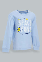 Load image into Gallery viewer, Redtag-Blue-Space-T-Shirt-And-Grey-Bottom-Pj-Set-(2-Pack)-Pyjama-Sets-Infant-Boys-3 to 24 Months
