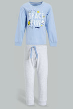 Load image into Gallery viewer, Redtag-Blue-Space-T-Shirt-And-Grey-Bottom-Pj-Set-(2-Pack)-Pyjama-Sets-Infant-Boys-3 to 24 Months
