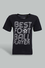 تنزيل الصورة على معرض الصور، Redtag-Black-Football-Short-Slv-Tshirt-And-Grey-Bottom-Pj-Set-(2-Pack)-Pyjama-Sets-Infant-Boys-3 to 24 Months
