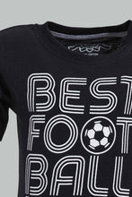 تنزيل الصورة على معرض الصور، Redtag-Black-Football-Short-Slv-Tshirt-And-Grey-Bottom-Pj-Set-(2-Pack)-Pyjama-Sets-Infant-Boys-3 to 24 Months
