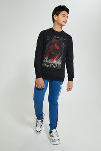 Redtag-Black-Superman-Sweatshirt-Sweatshirts-Senior-Boys-9 to 14 Years