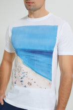 Load image into Gallery viewer, Redtag-White-Graphic-T-Shirt-Graphic-Prints-Men&#39;s-
