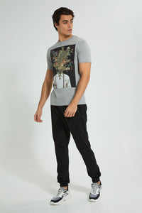 Redtag-Grey-Graphic-T-Shirt-Graphic-Prints-Men's-