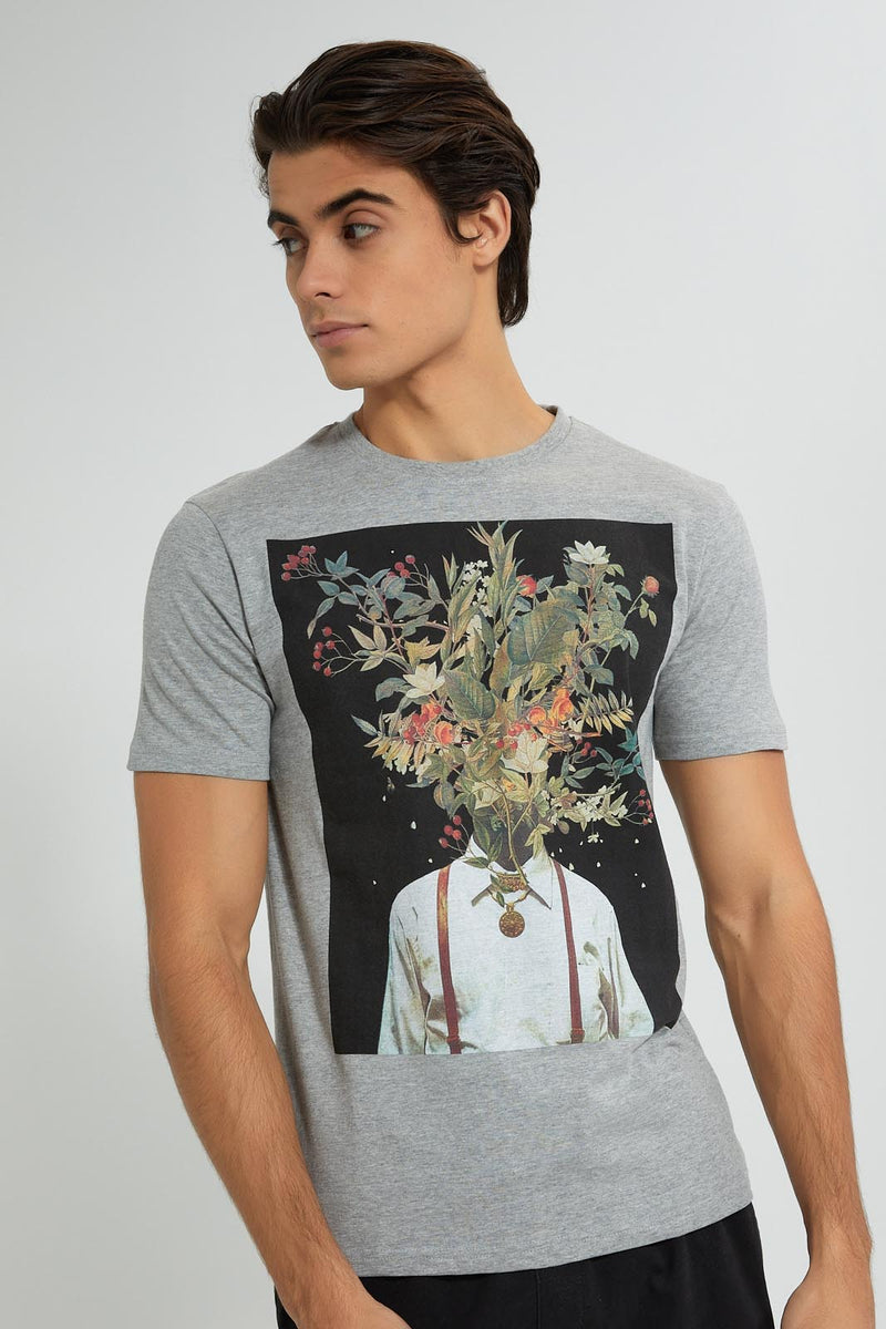 Redtag-Grey-Graphic-T-Shirt-Graphic-Prints-Men's-