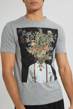 Load image into Gallery viewer, Redtag-Grey-Graphic-T-Shirt-Graphic-Prints-Men&#39;s-
