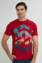 Load image into Gallery viewer, Redtag-Red-Graphic-T-Shirt-Graphic-Prints-Men&#39;s-
