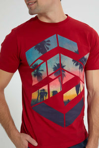 Redtag-Red-Graphic-T-Shirt-Graphic-Prints-Men's-