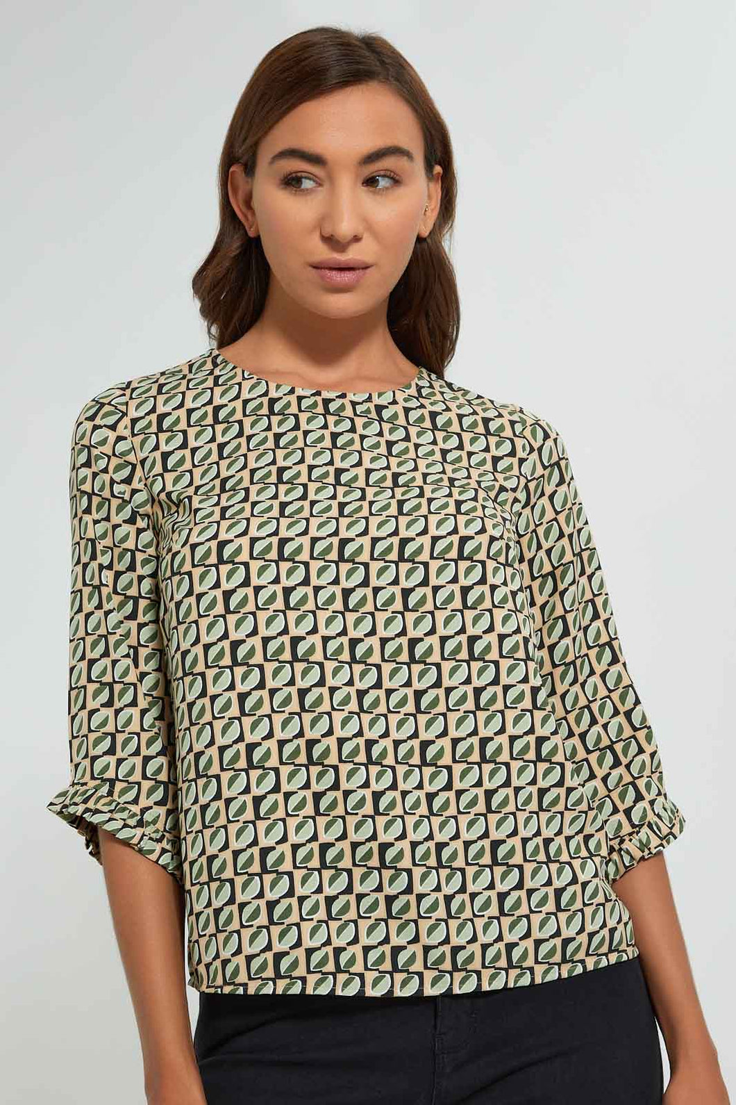 Redtag-Basic-Printed-3/4-Sleeve-Blouse-Blouses-Women's-0
