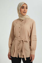 تنزيل الصورة على معرض الصور، Redtag-Beige-Pleat-Detail-Blouse-Blouses-Women&#39;s-
