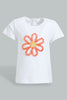 Redtag-White-Embroideredellished-Top-With-Coral-Ribbed-Legging-Sets-Infant-Girls-3 to 24 Months