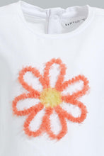 تنزيل الصورة على معرض الصور، Redtag-White-Embroideredellished-Top-With-Coral-Ribbed-Legging-Sets-Infant-Girls-3 to 24 Months
