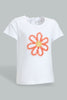 Redtag-White-Embroideredellished-Top-With-Coral-Ribbed-Legging-Sets-Infant-Girls-3 to 24 Months