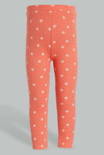 تنزيل الصورة على معرض الصور، Redtag-White-Embroideredellished-Top-With-Coral-Ribbed-Legging-Sets-Infant-Girls-3 to 24 Months

