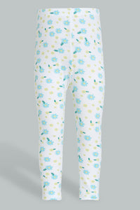 Redtag-Yellow-Peterpan-Top-With-Printed-Legging-Sets-Infant-Girls-3 to 24 Months