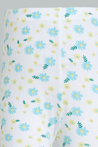 Redtag-Yellow-Peterpan-Top-With-Printed-Legging-Sets-Infant-Girls-3 to 24 Months