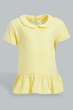 Load image into Gallery viewer, Redtag-Yellow-Peterpan-Top-With-Printed-Legging-Sets-Infant-Girls-3 to 24 Months
