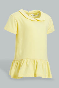 Redtag-Yellow-Peterpan-Top-With-Printed-Legging-Sets-Infant-Girls-3 to 24 Months