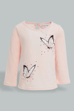 Load image into Gallery viewer, Redtag-Pink-Placement-Print-L/S-Sleeve-Tee-Embellished-Infant-Girls-3 to 24 Months
