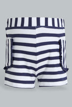 تنزيل الصورة على معرض الصور، Redtag-White-Printed-Top-With-Stripped-Knitted-Short-Sets-Infant-Girls-3 to 24 Months
