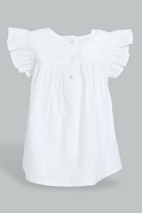 Redtag-White-Dobby-Blouse-Blouses-Infant-Girls-3 to 24 Months