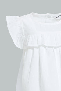 Redtag-White-Dobby-Blouse-Blouses-Infant-Girls-3 to 24 Months