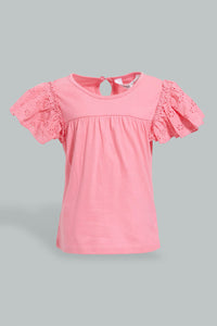 Redtag-Pink-Frilled-Top-With-Printed-Legging-Sets-Infant-Girls-3 to 24 Months