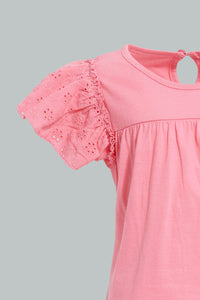 Redtag-Pink-Frilled-Top-With-Printed-Legging-Sets-Infant-Girls-3 to 24 Months