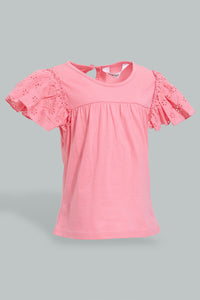 Redtag-Pink-Frilled-Top-With-Printed-Legging-Sets-Infant-Girls-3 to 24 Months