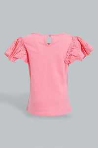 Redtag-Pink-Frilled-Top-With-Printed-Legging-Sets-Infant-Girls-3 to 24 Months