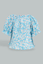 تنزيل الصورة على معرض الصور، Redtag-Blue-Smocking-Printed-Top-Blouses-Infant-Girls-3 to 24 Months
