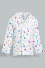 Load image into Gallery viewer, Redtag-White-Polka-Dot-Flannel-Pyjama-Set-Pyjama-Sets-Infant-Girls-3 to 24 Months
