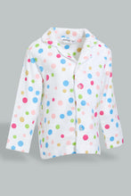 Load image into Gallery viewer, Redtag-White-Polka-Dot-Flannel-Pyjama-Set-Pyjama-Sets-Infant-Girls-3 to 24 Months
