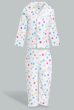 Load image into Gallery viewer, Redtag-White-Polka-Dot-Flannel-Pyjama-Set-Pyjama-Sets-Infant-Girls-3 to 24 Months
