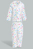 Redtag-White-Polka-Dot-Flannel-Pyjama-Set-Pyjama-Sets-Infant-Girls-3 to 24 Months