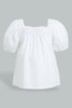 Redtag-White-Puff-Sleeves-Plain-Top-Blouses-Infant-Girls-3 to 24 Months