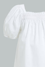 تنزيل الصورة على معرض الصور، Redtag-White-Puff-Sleeves-Plain-Top-Blouses-Infant-Girls-3 to 24 Months
